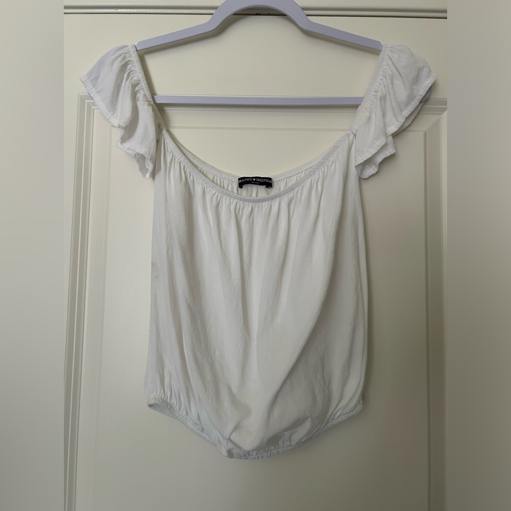 Brandy Melville Off The Shoulder Beccah Crop Top White One Size - Picture 2 of 5